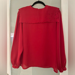 Vintage Size 12 Bib Style Red Blouse